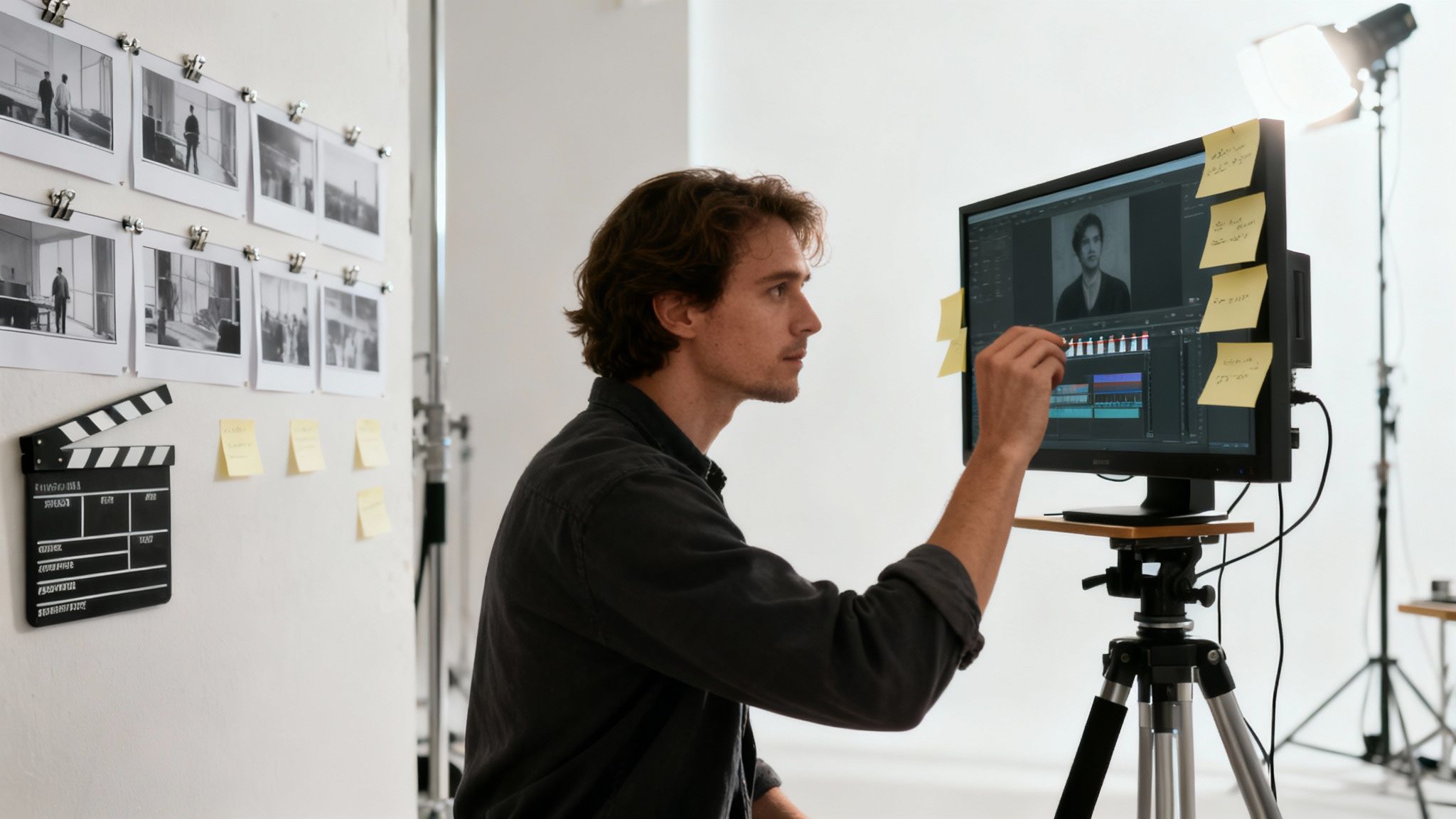 VFX artists collaborating in a post-production studio, representing an agile workflow in action