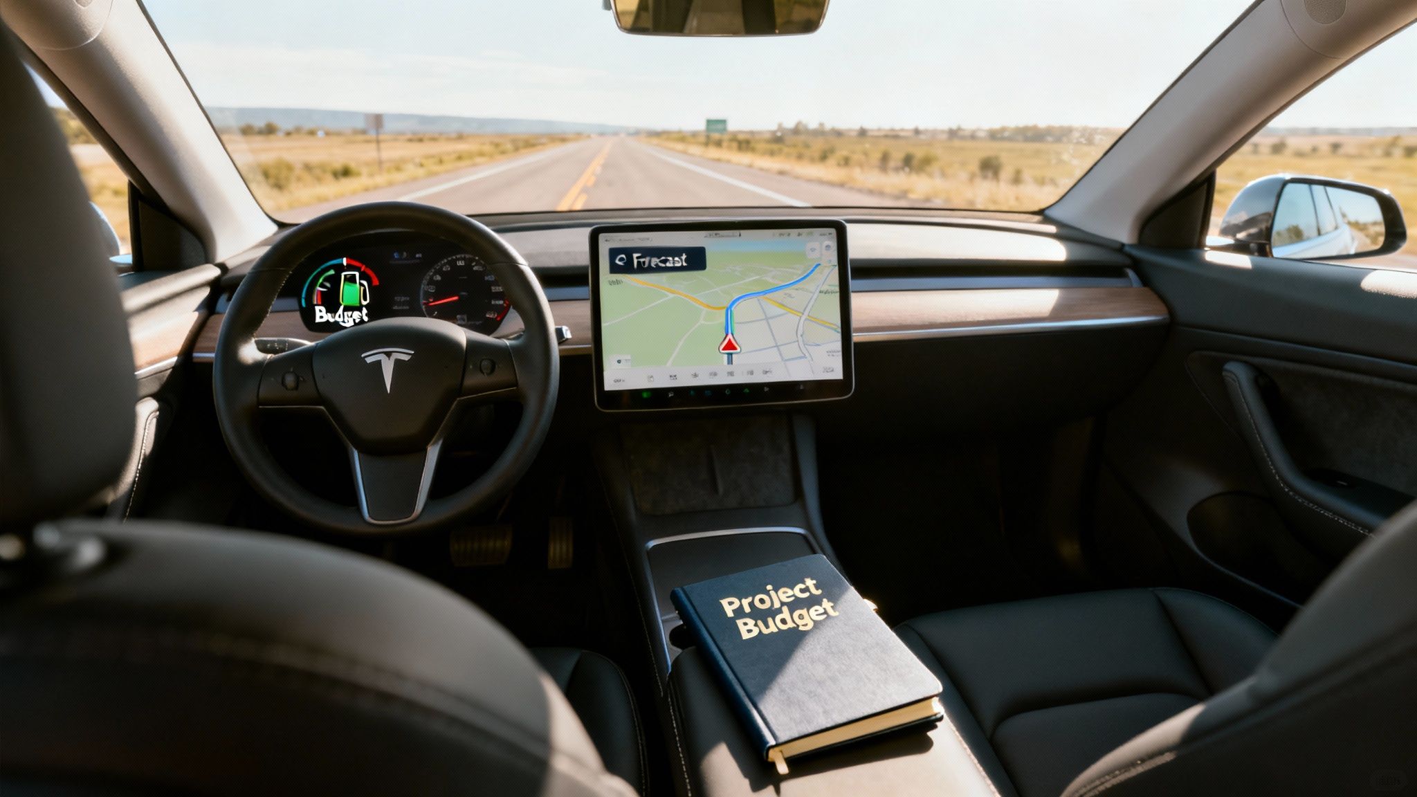 A team collaborating around a table with financial charts and graphs, representing project management.