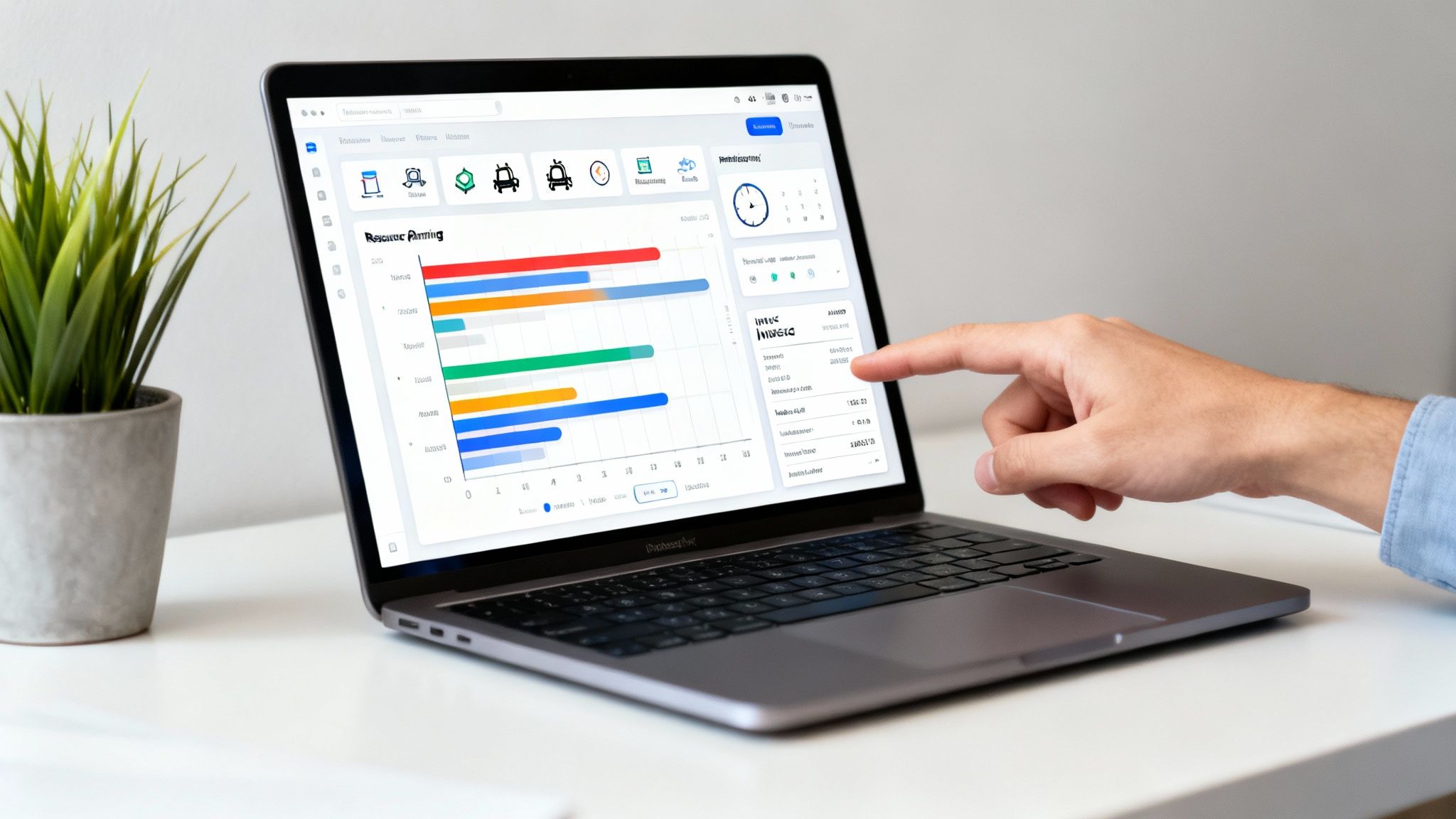 A screenshot of the Freispace resource planning interface, showing a Gantt-style chart with project timelines and team member assignments.