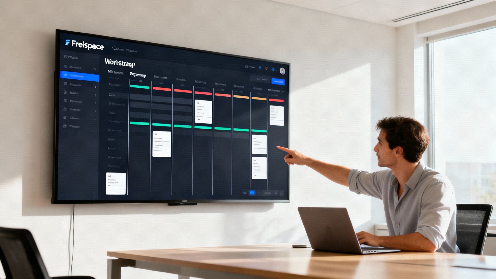 A visual representation of workstreams being managed on a digital platform
