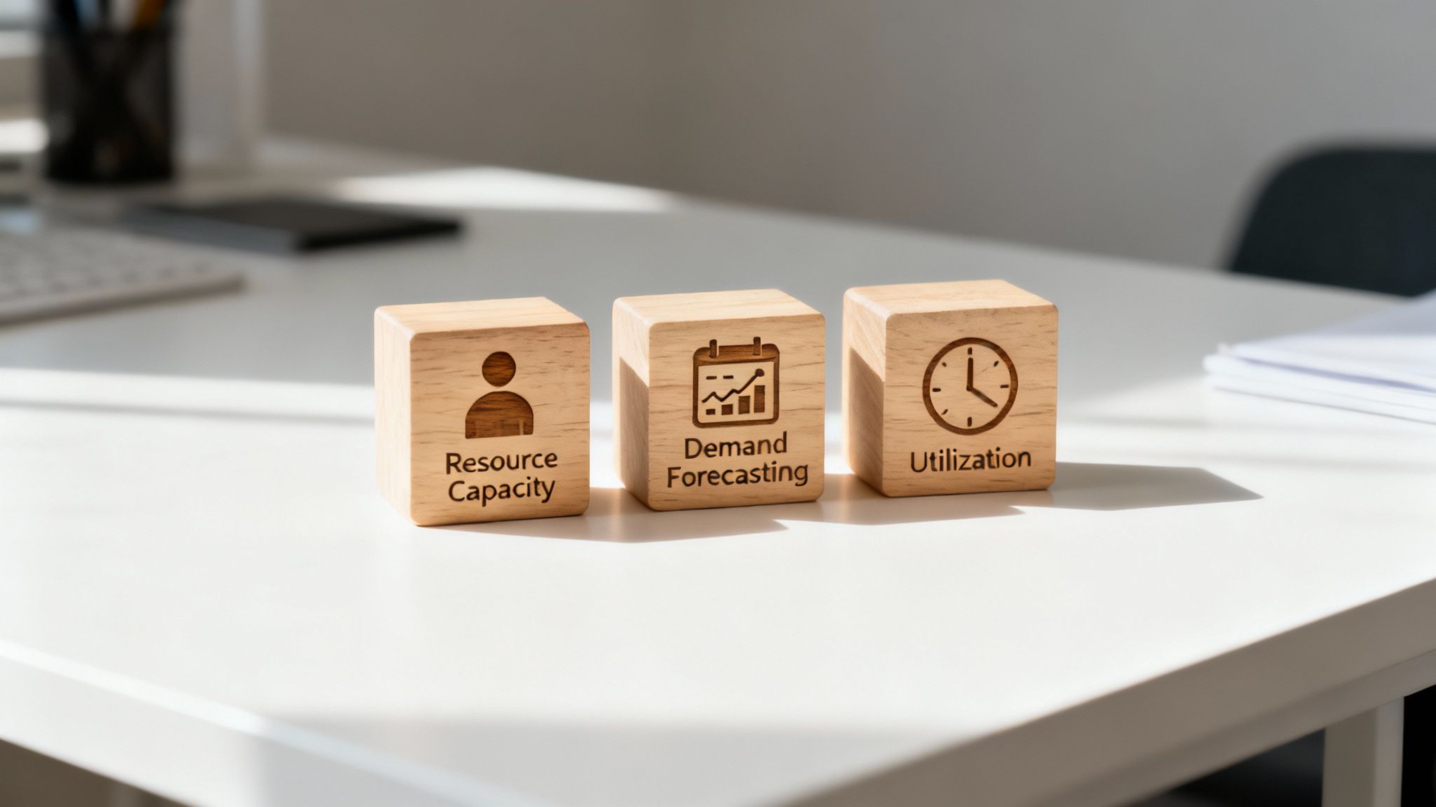A group of creative professionals looking at a well-organised digital schedule board, representing the core components of capacity.